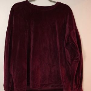 Wine red soft velour sweater